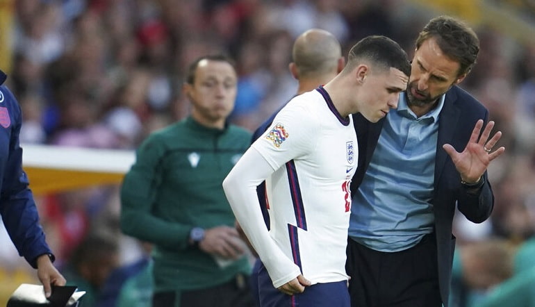 Phil Foden and Gareth Southgate