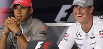 Formula One legends Lewis Hamilton and Michael Schumacher
