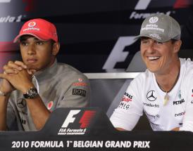 Formula One legends Lewis Hamilton and Michael Schumacher