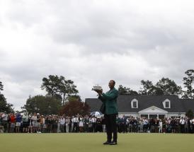 Tiger Woods after winning the US Masters at Augusta