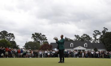 Tiger Woods after winning the US Masters at Augusta